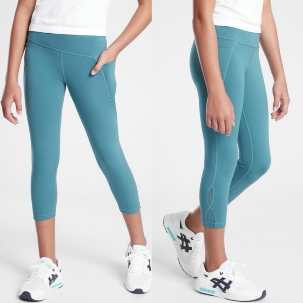 Athleta Girl Truth by Told Fitted Capri Leggings, Dark Surf Teal Sz L 12